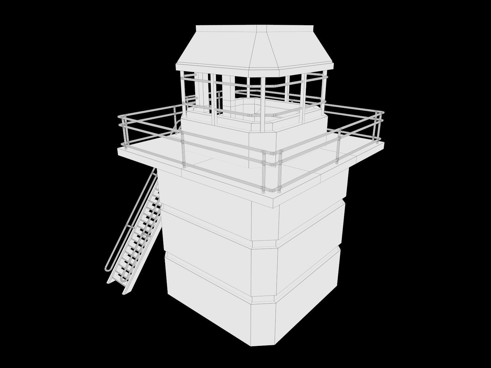 lowpoly Watchtower UPDATED Low-poly 3D model_20