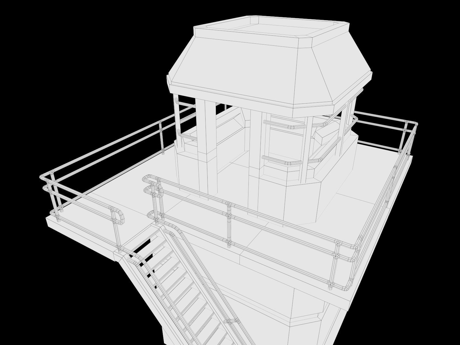 lowpoly Watchtower UPDATED Low-poly 3D model_16