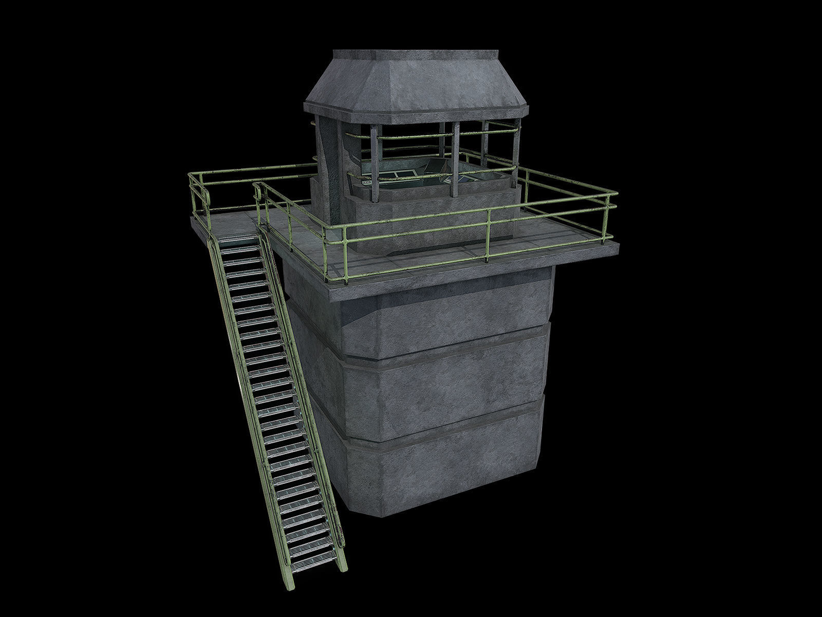 lowpoly Watchtower UPDATED Low-poly 3D model_6