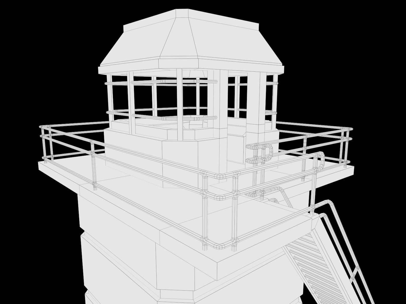 lowpoly Watchtower UPDATED Low-poly 3D model_18
