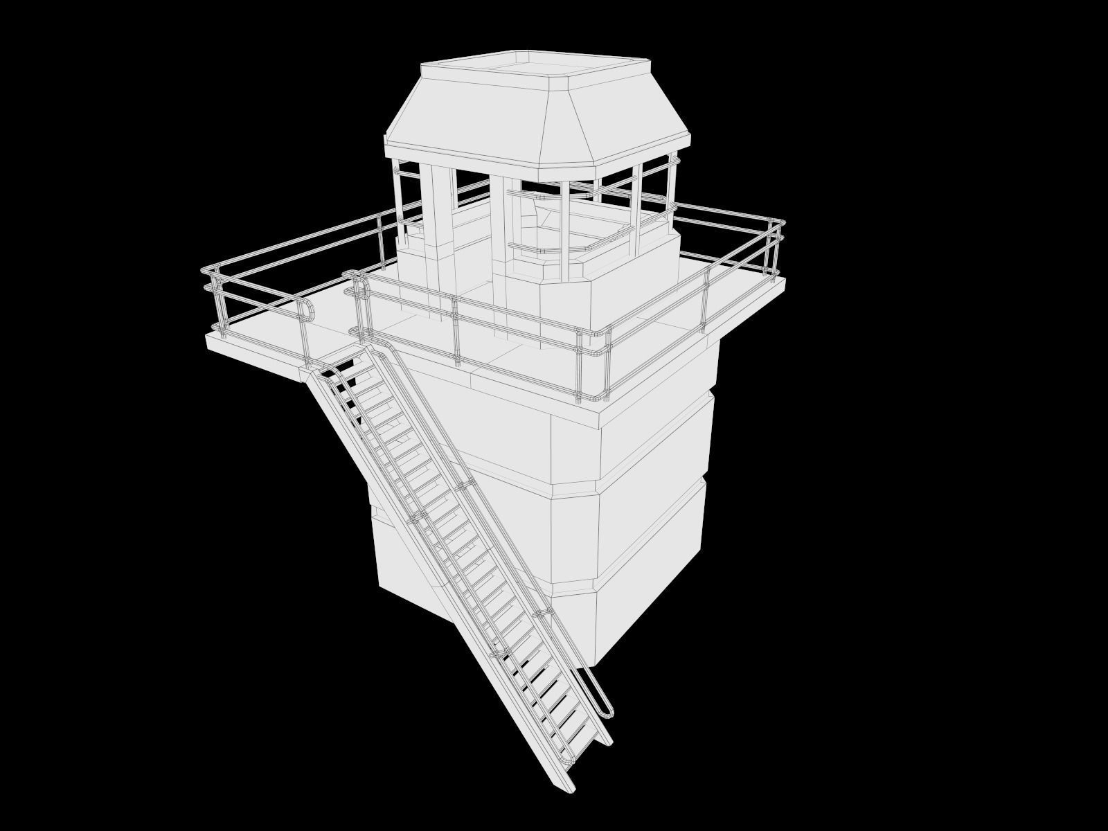 lowpoly Watchtower UPDATED Low-poly 3D model_15