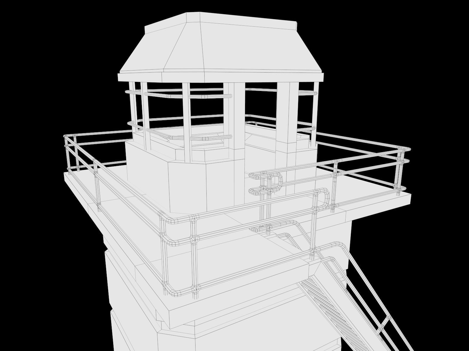 lowpoly Watchtower UPDATED Low-poly 3D model_17