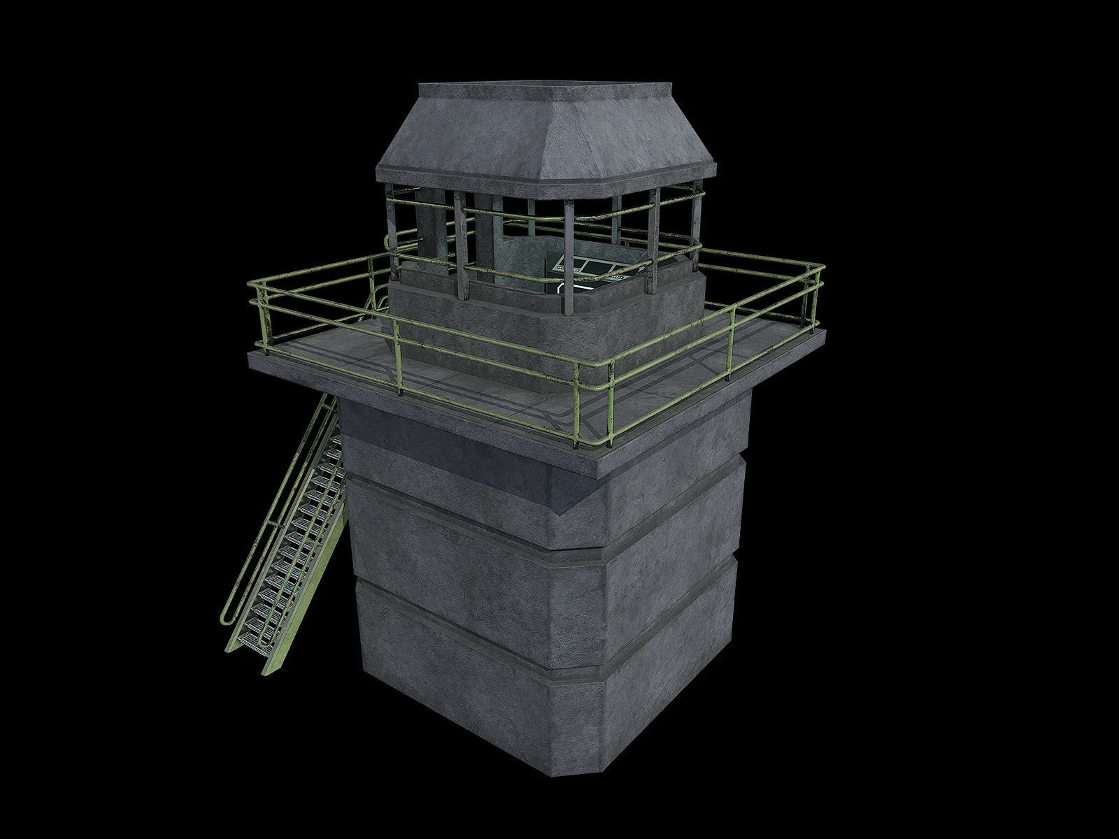lowpoly Watchtower UPDATED Low-poly 3D model_5