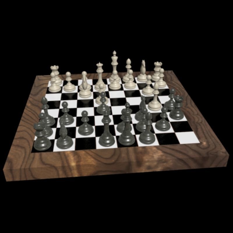 chess board with pieces Low-poly 3D model_4