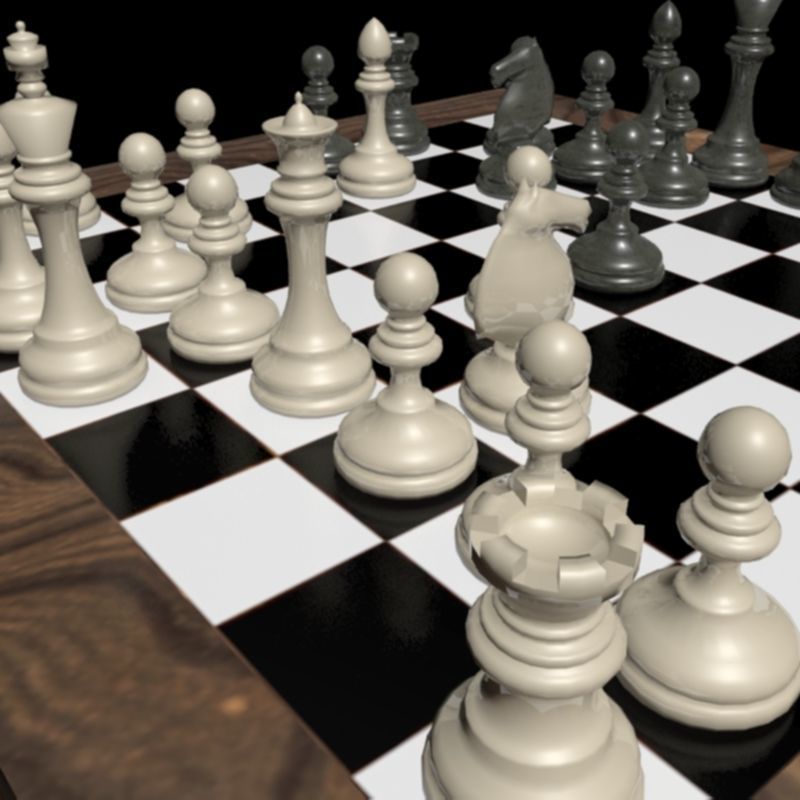 chess board with pieces Low-poly 3D model_7