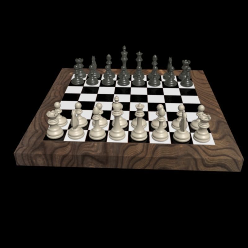chess board with pieces Low-poly 3D model_10