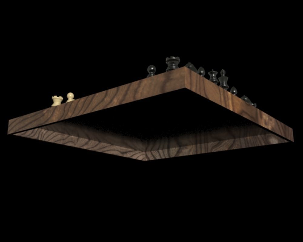 chess board with pieces Low-poly 3D model_13