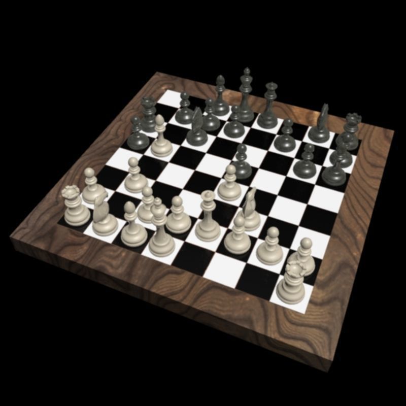 chess board with pieces Low-poly 3D model_5
