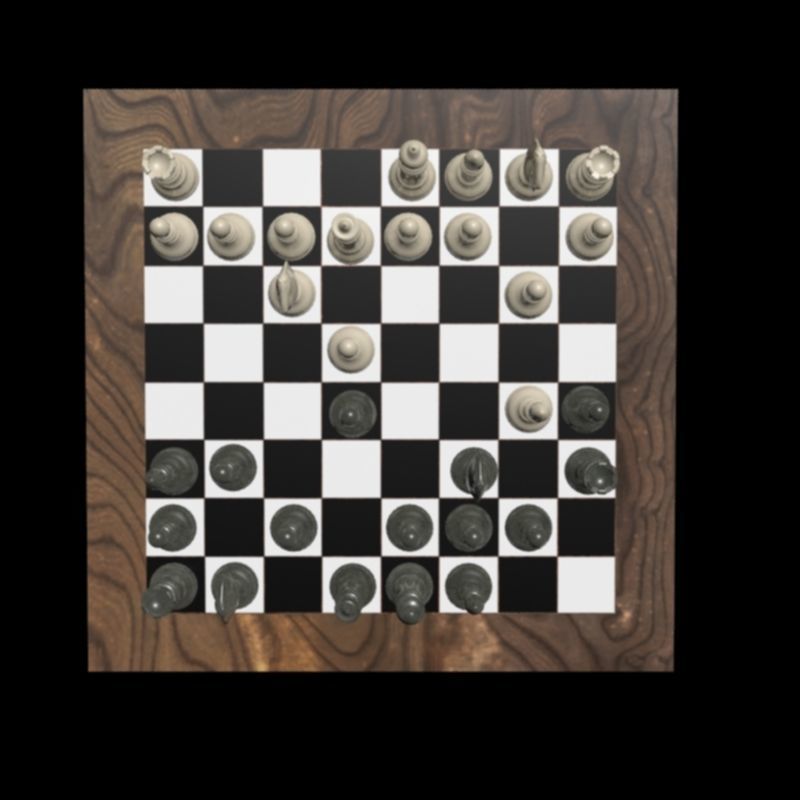 chess board with pieces Low-poly 3D model_6
