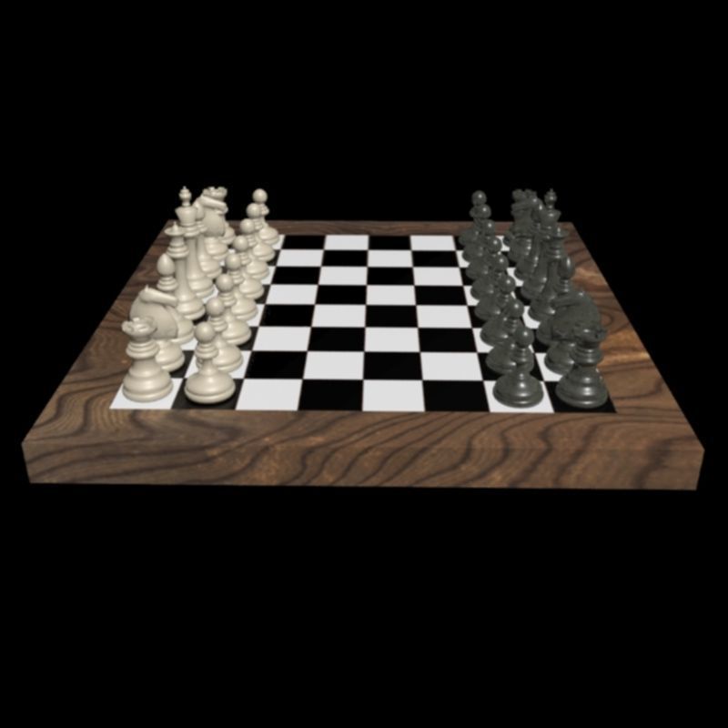 chess board with pieces Low-poly 3D model_11