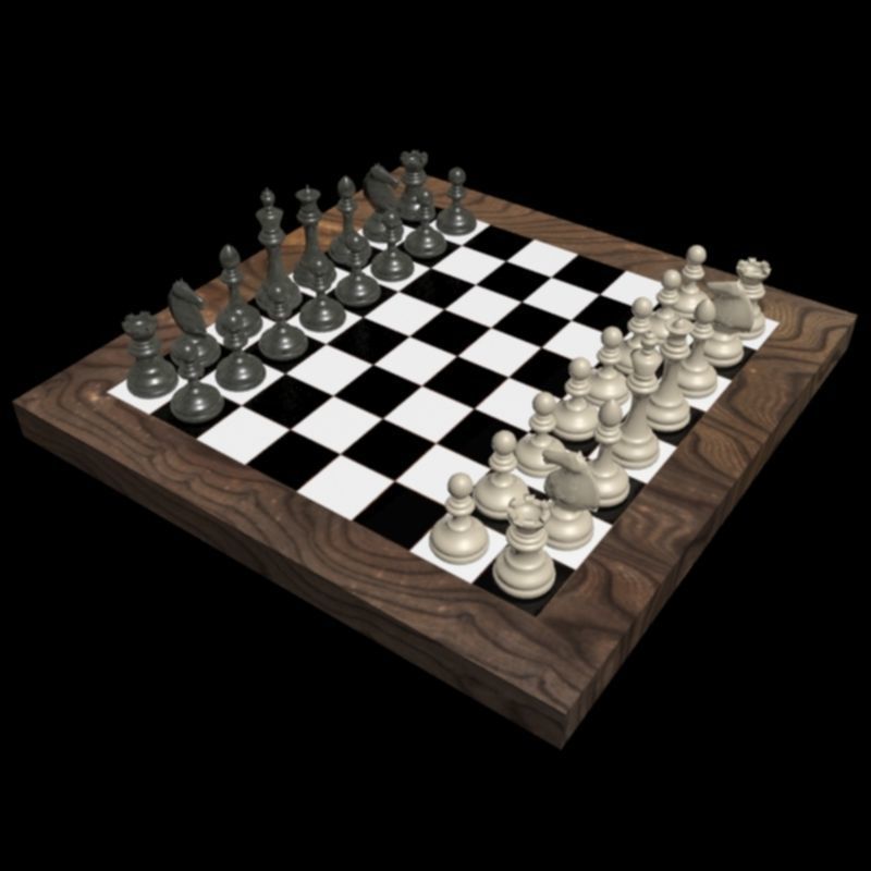 chess board with pieces Low-poly 3D model_9