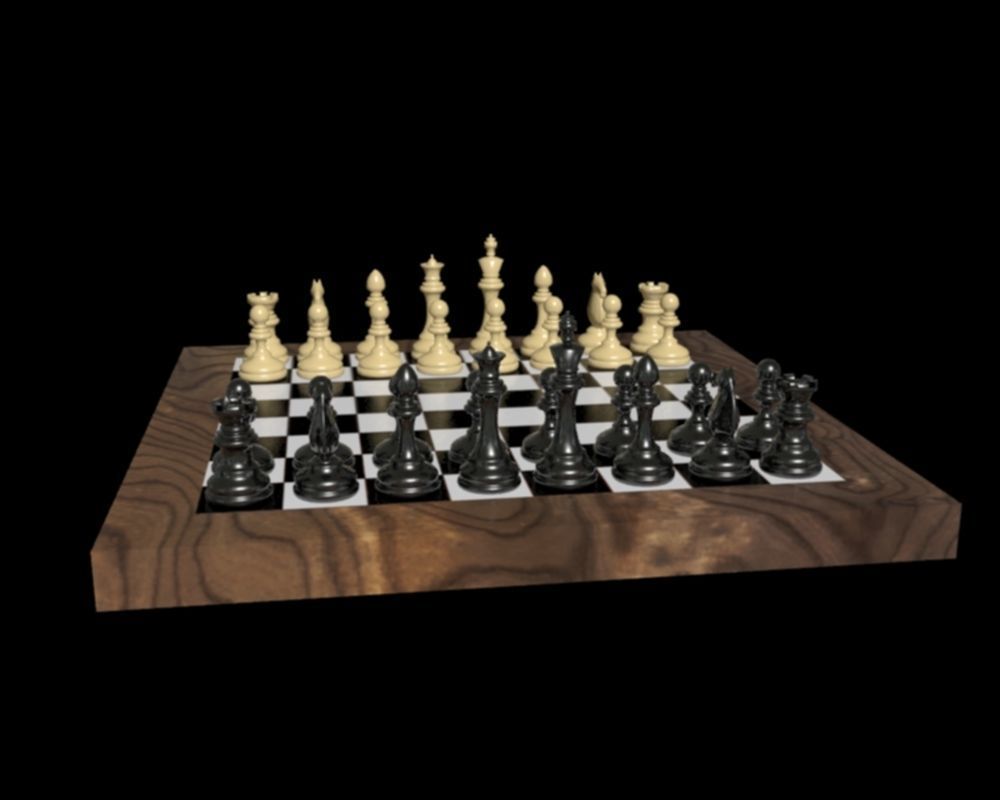 chess board with pieces Low-poly 3D model_2