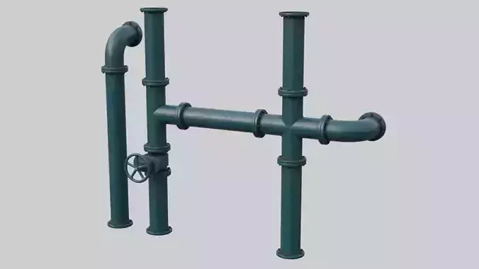 Industrial Pipes 1B Low-poly 3D model