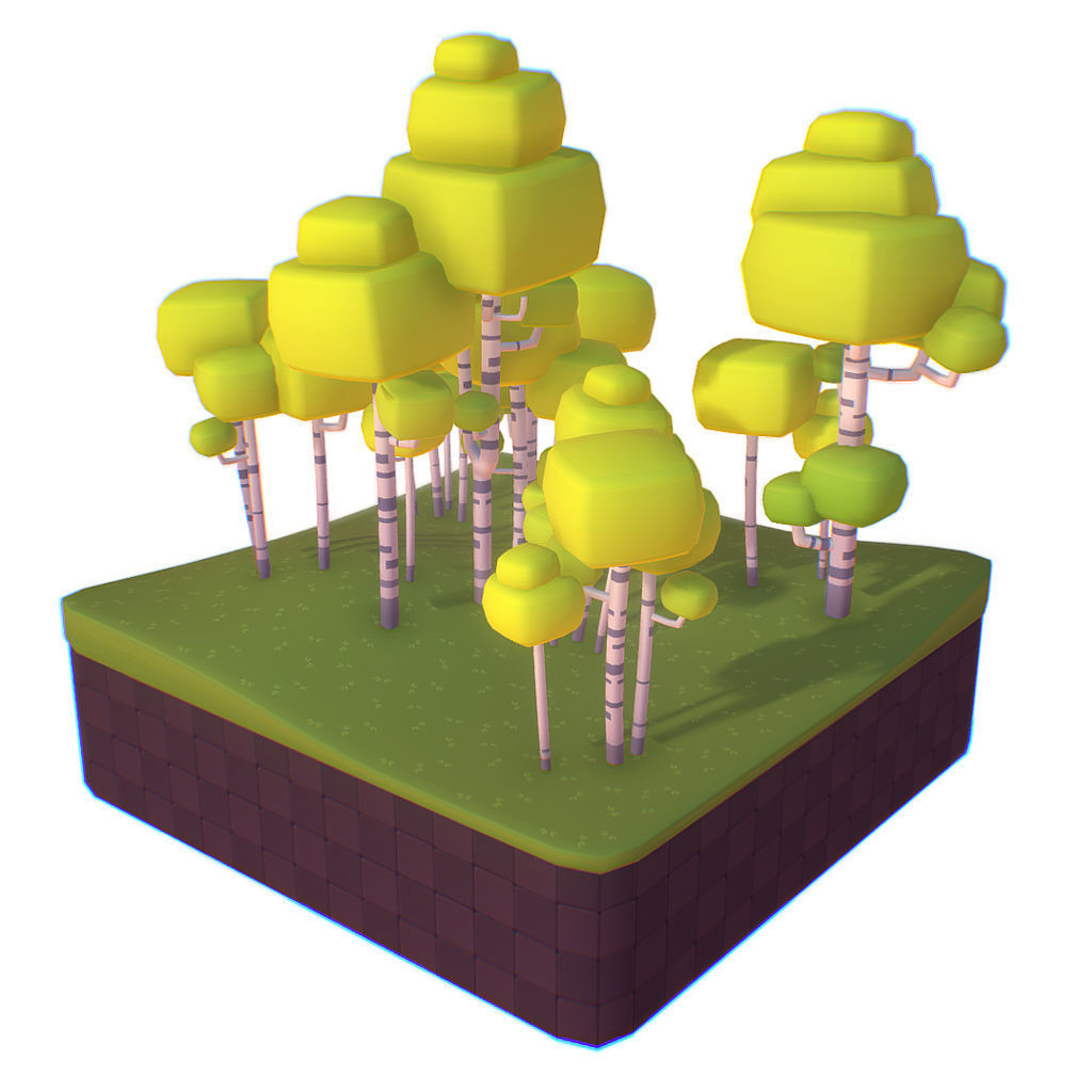 Birch Tree Set - Proto Series Low-poly 3D model_3