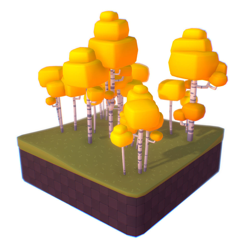Birch Tree Set - Proto Series Low-poly 3D model_2
