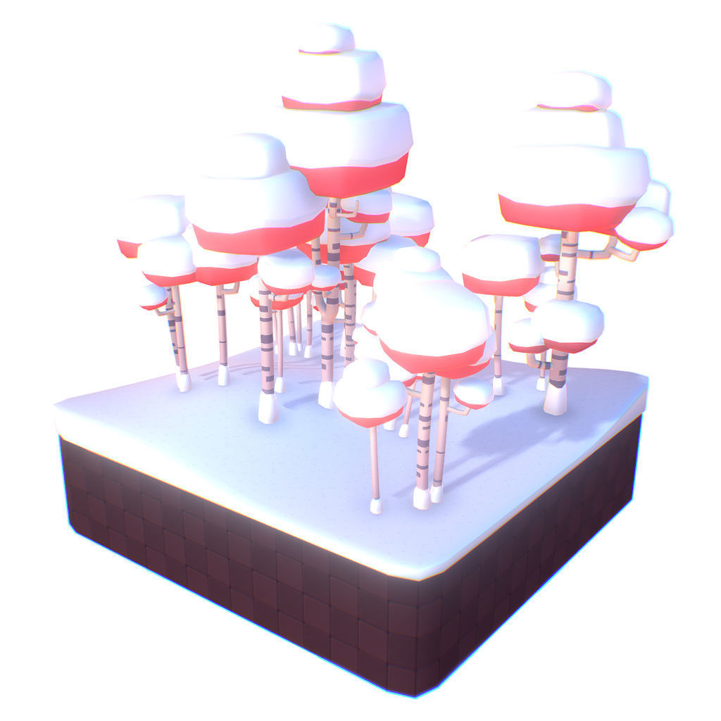 Birch Tree Set - Proto Series Low-poly 3D model_4