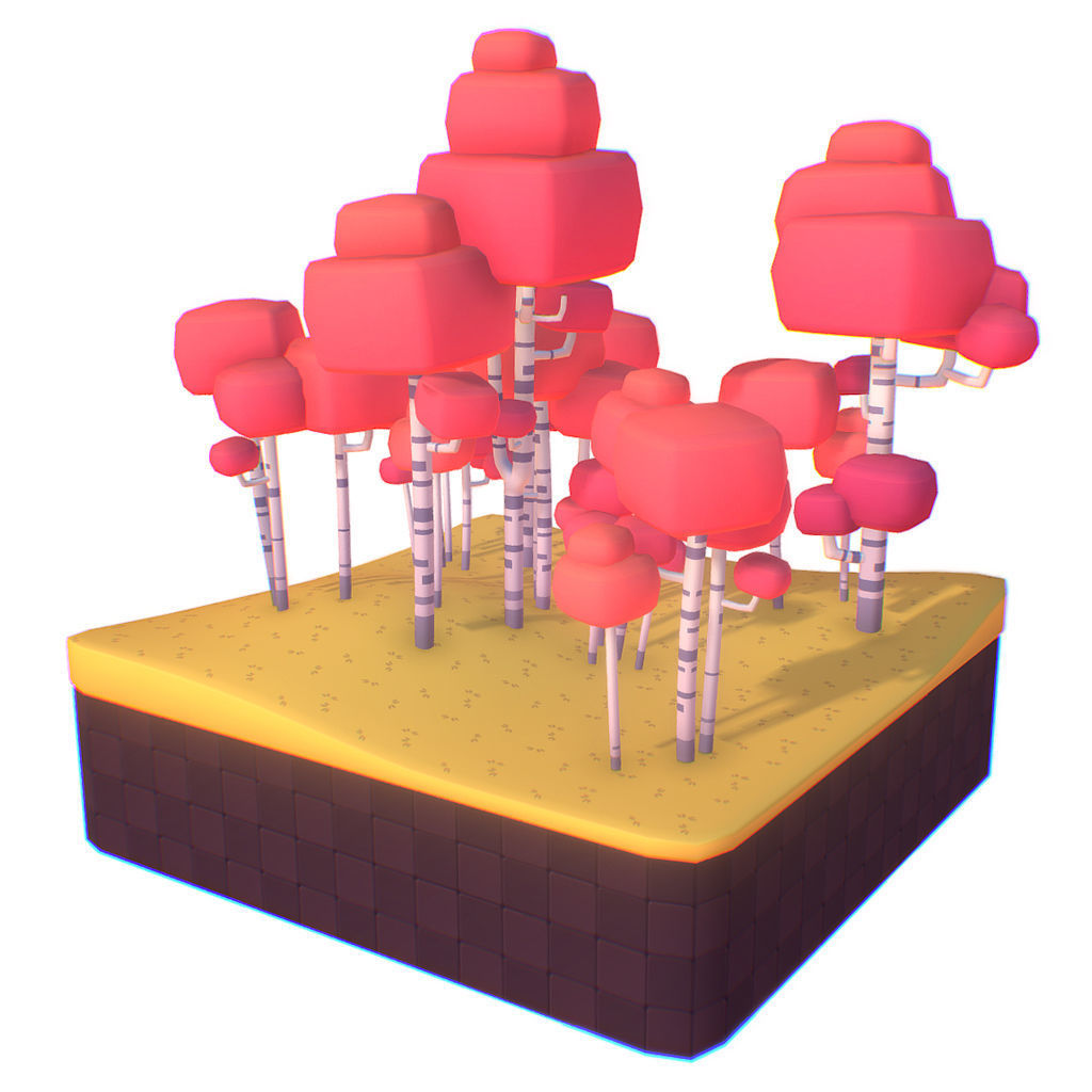 Birch Tree Set - Proto Series Low-poly 3D model_1