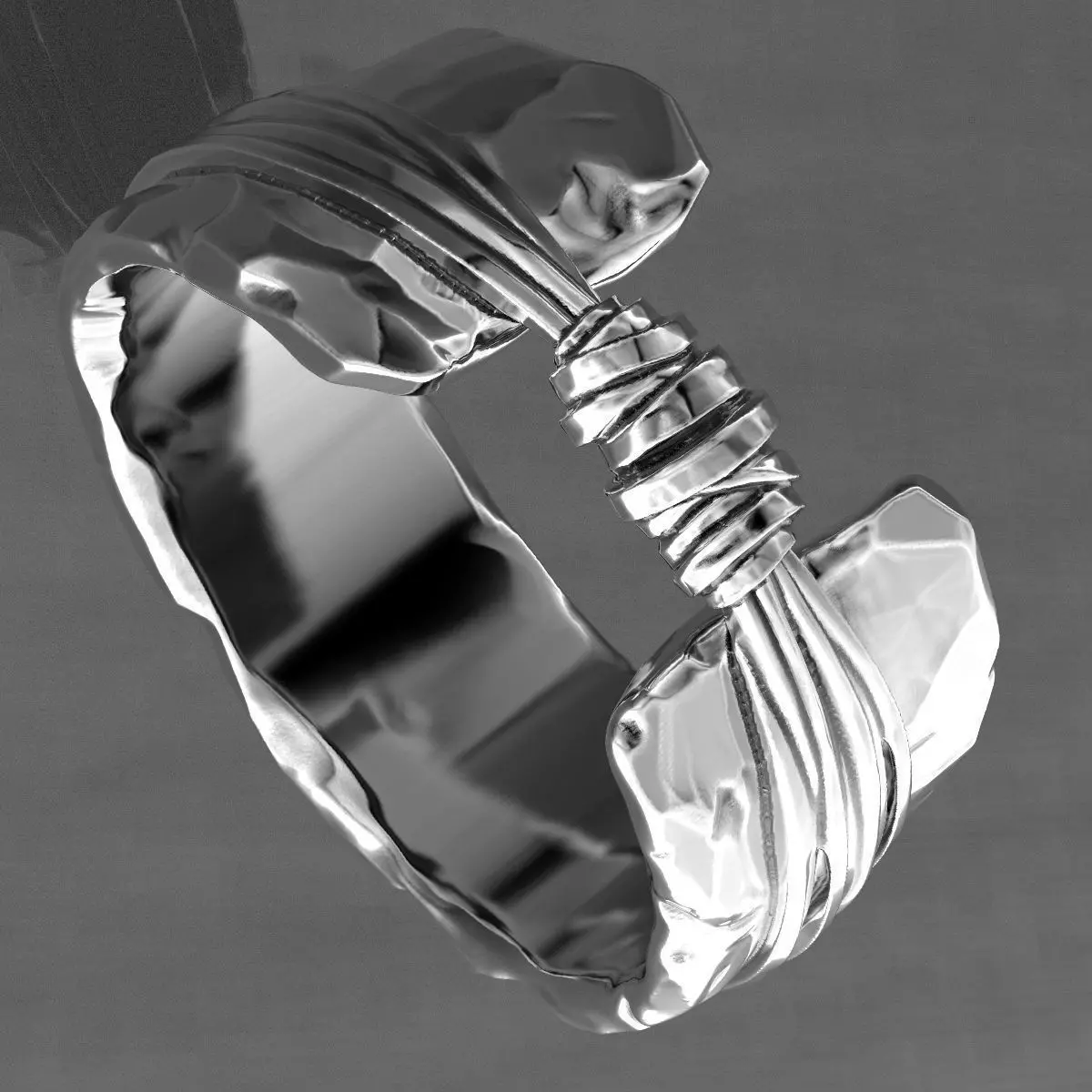 silver textured ring 3D print model