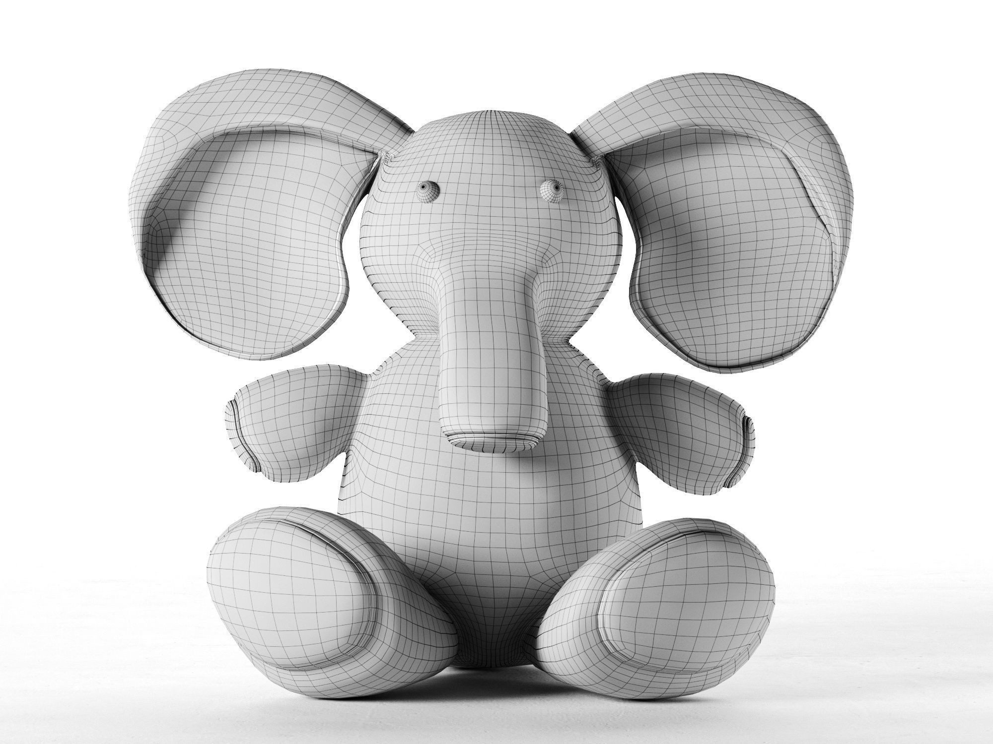 Elephant Toy Low-poly 3D model_3