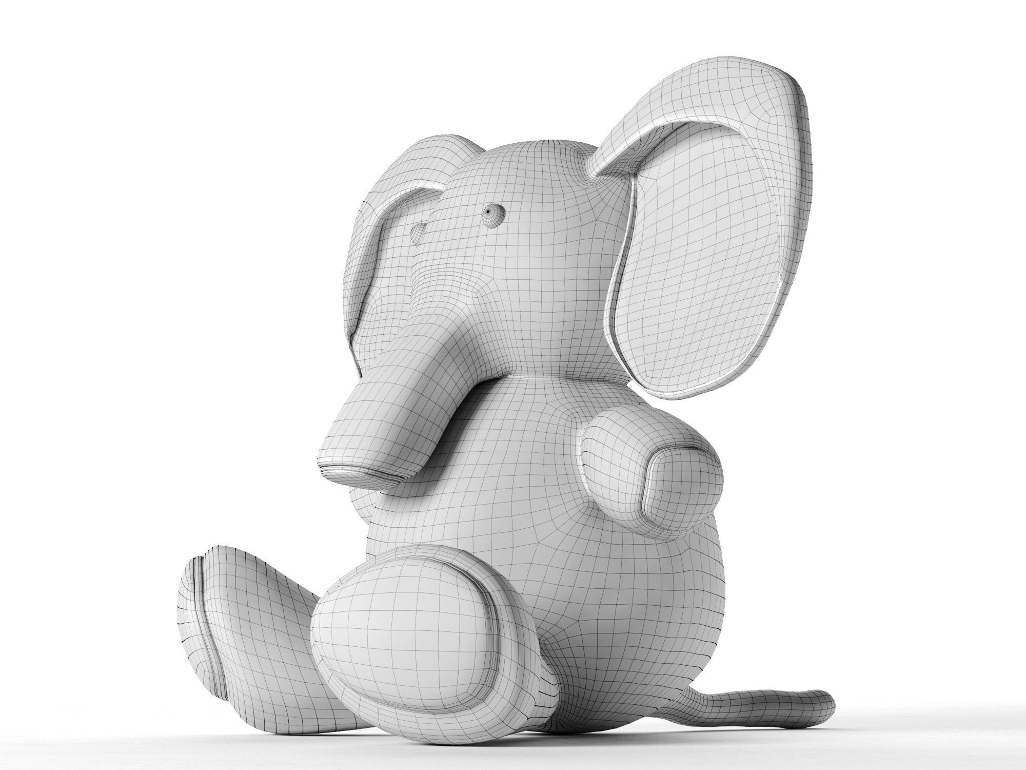 Elephant Toy Low-poly 3D model_4