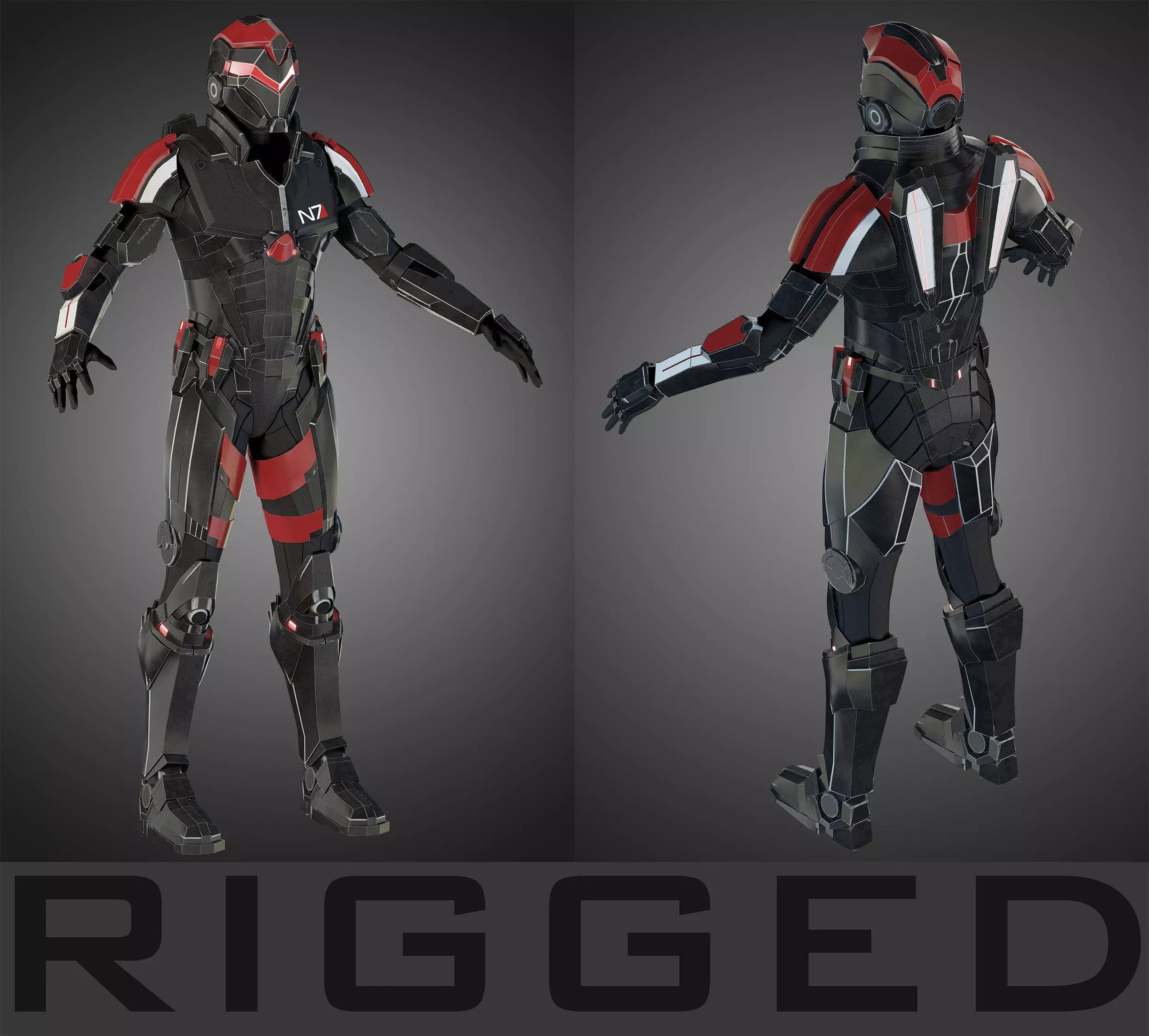 Futuristic soldier RIGGED 3D model