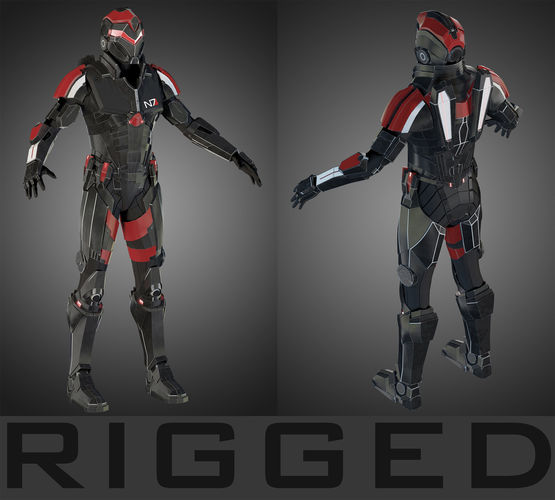 Futuristic soldier RIGGED 3D model
