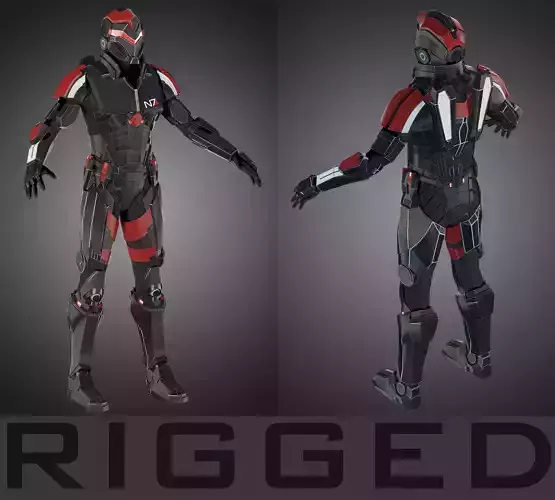 Futuristic soldier RIGGED 3D model