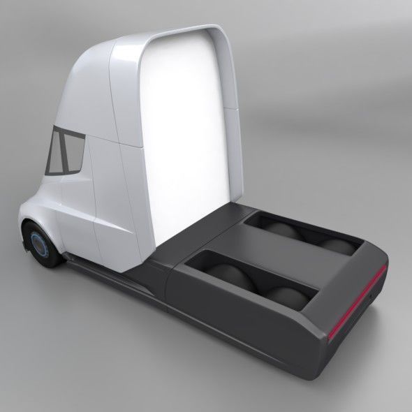 Tesla electric semi truck redesign 3D model_5