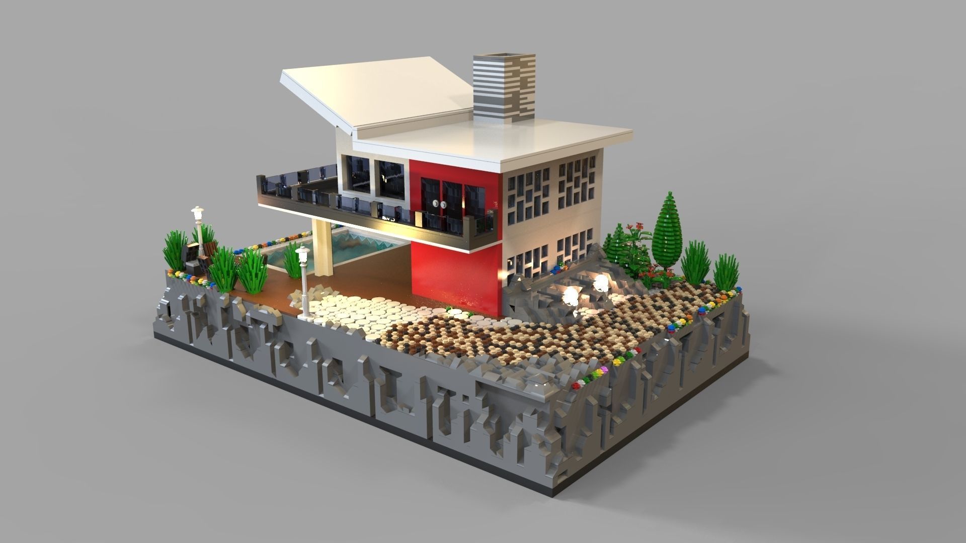 Lego Villa 3D model_6