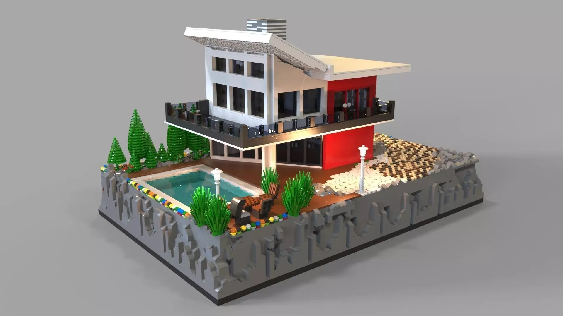 Lego Villa 3D model_0