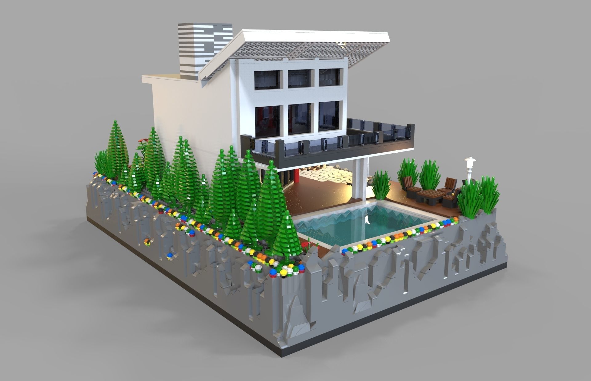 Lego Villa 3D model_7