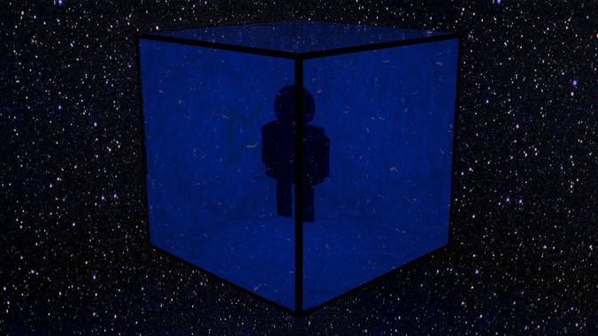 Depressoin cube with person inside Free 3D model