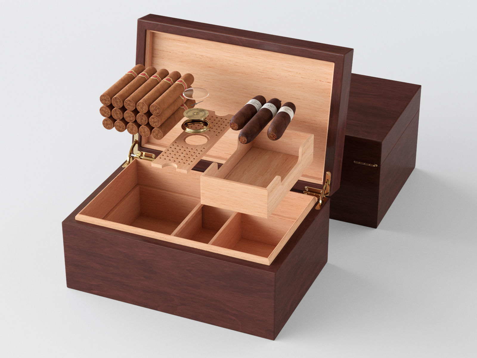 Humidor filled with cigars 3D model_3
