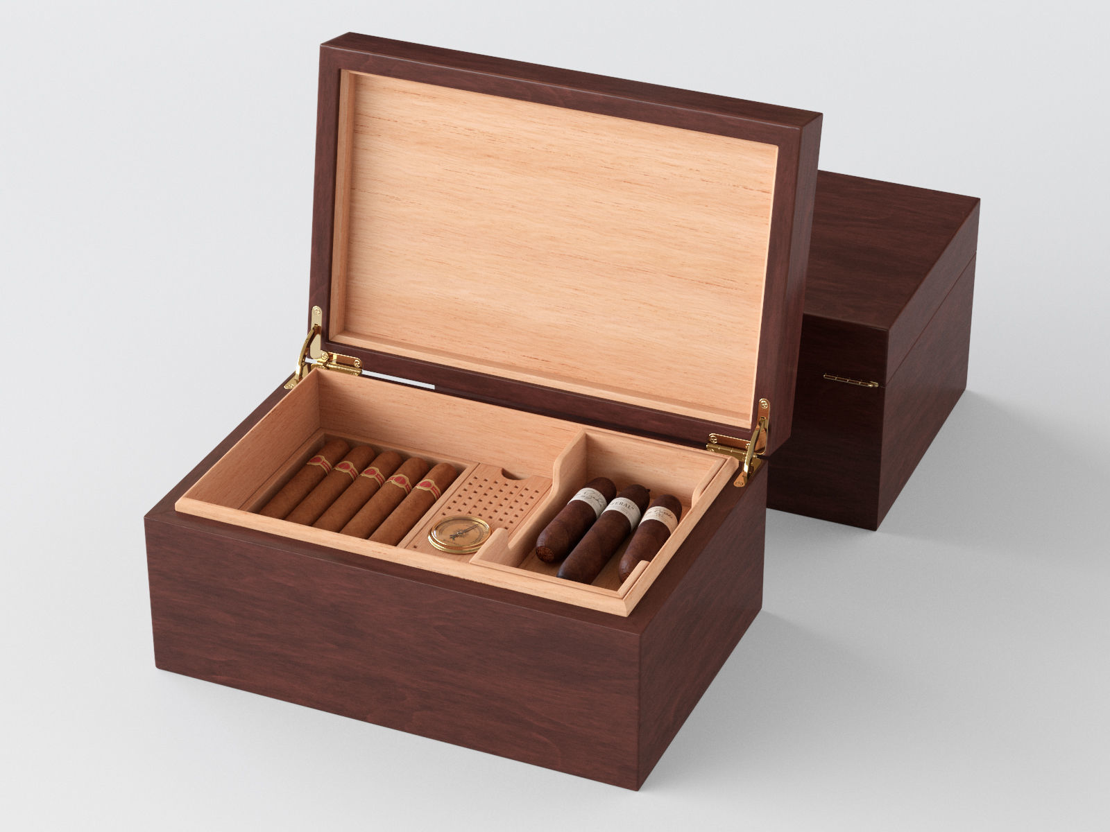 Humidor filled with cigars 3D model_2