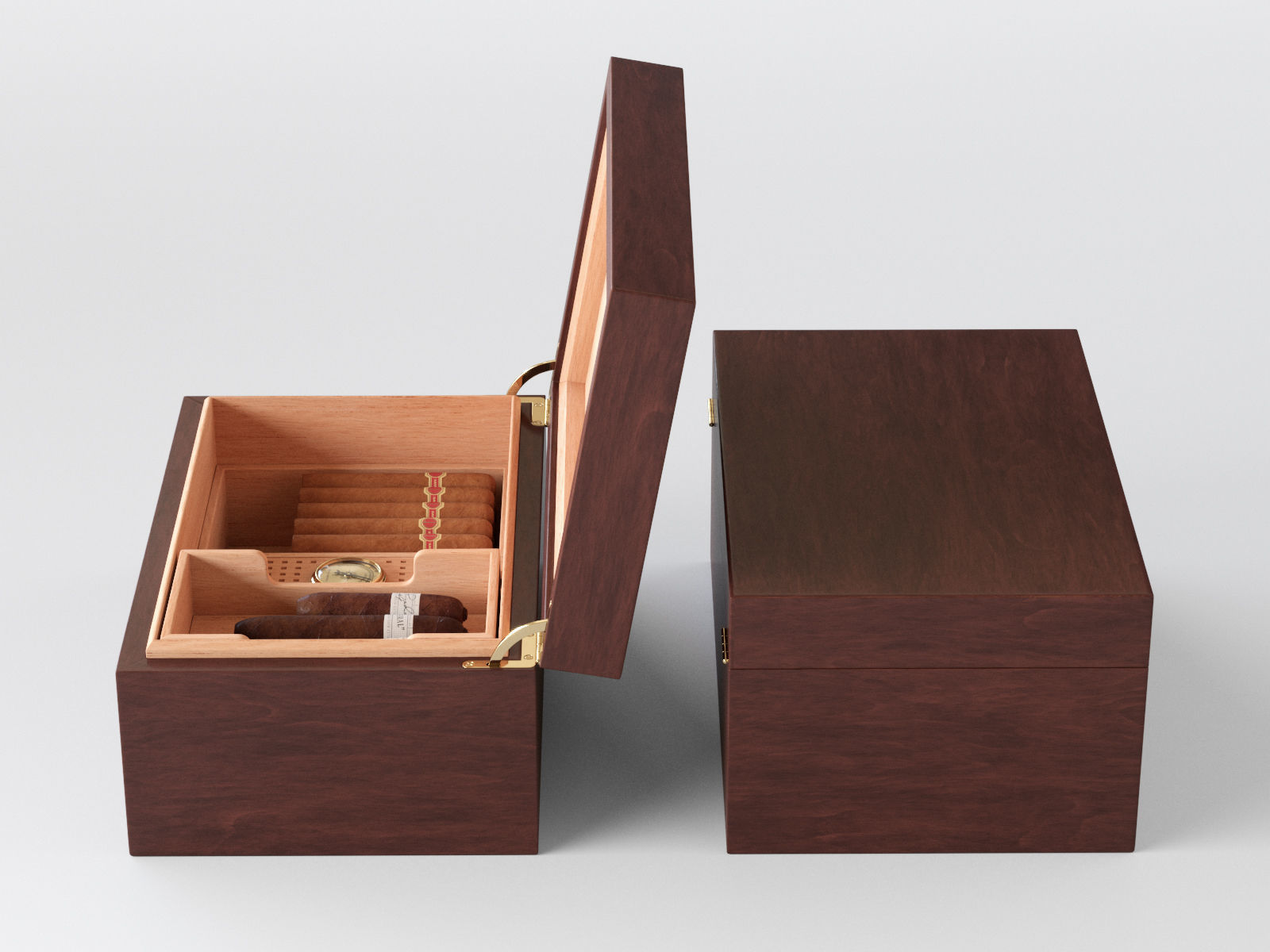 Humidor filled with cigars 3D model_1