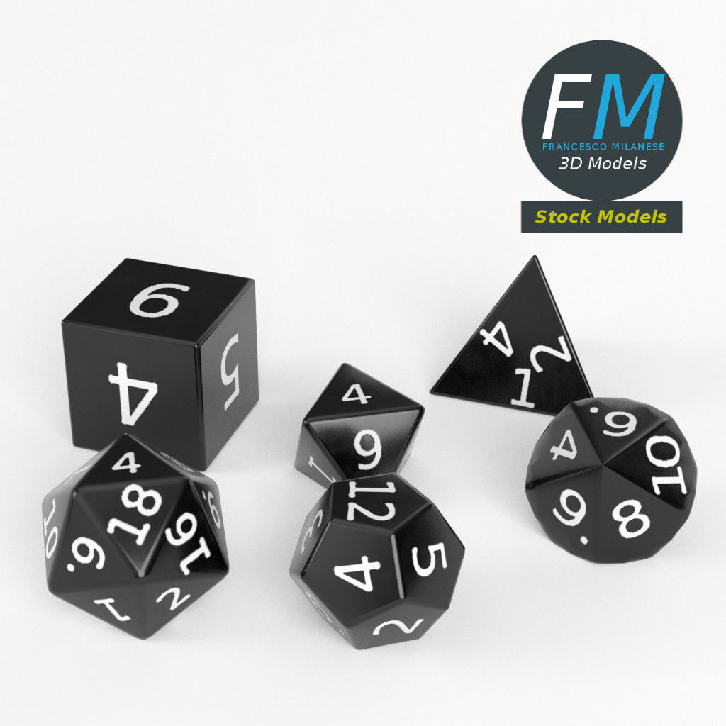 RPG dice set 3D model_2