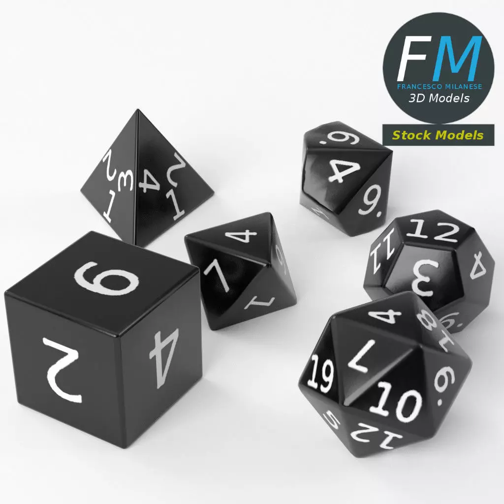 RPG dice set 3D model_0