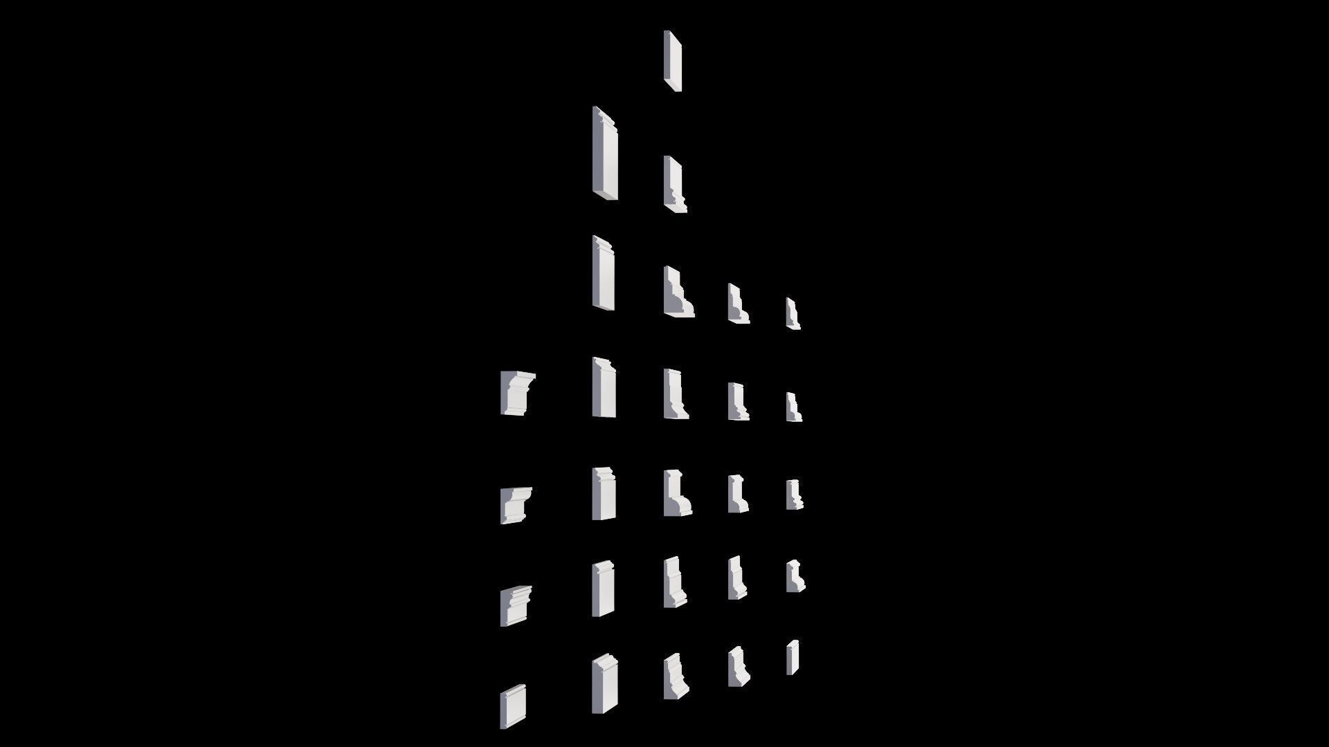 Architectural Moldings and Casings Collection - 27 Mouldings Low-poly 3D model_1