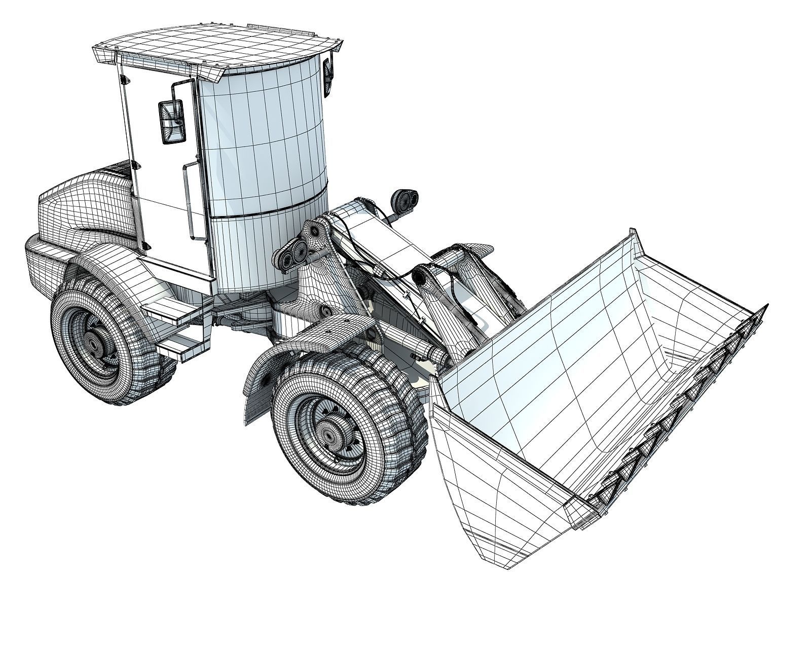 Yellow Wheel Loader 3D model_16