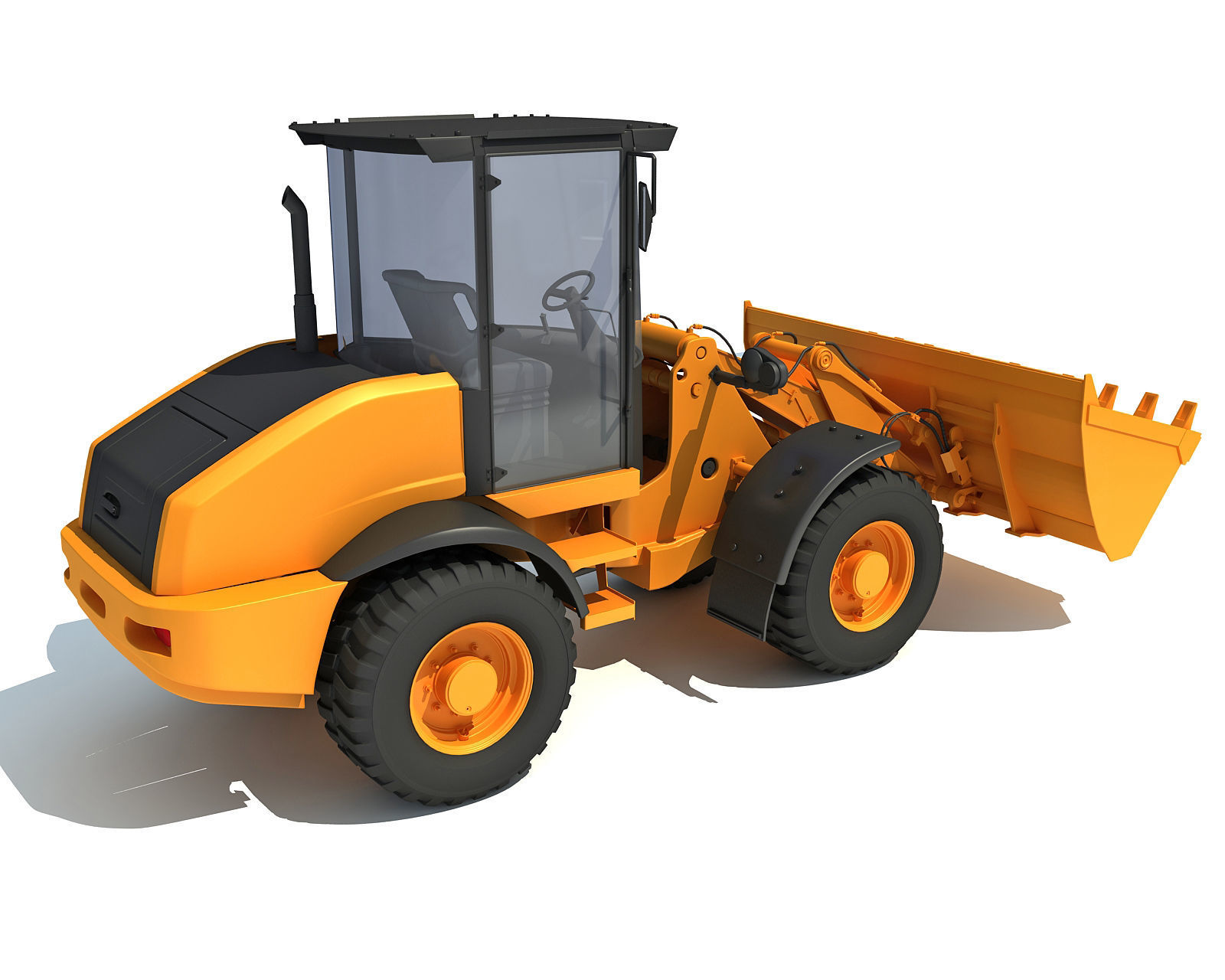 Yellow Wheel Loader 3D model_3