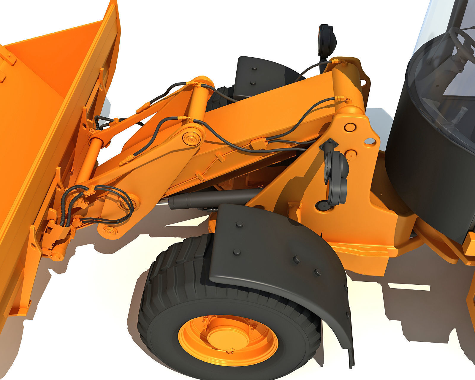 Yellow Wheel Loader 3D model_12