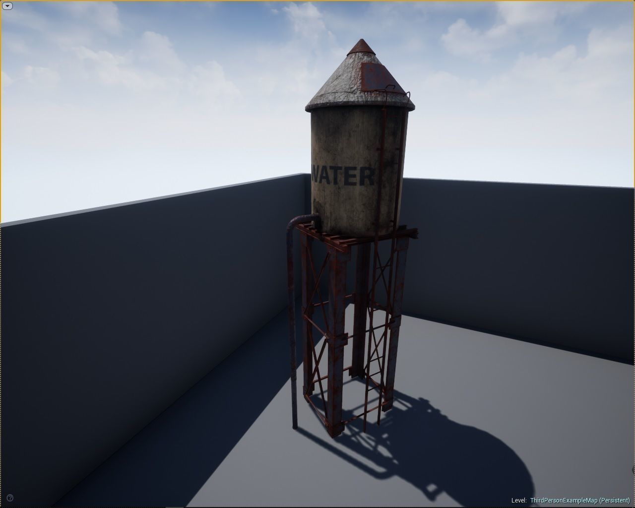 Water tower environment Low-poly 3D model_1