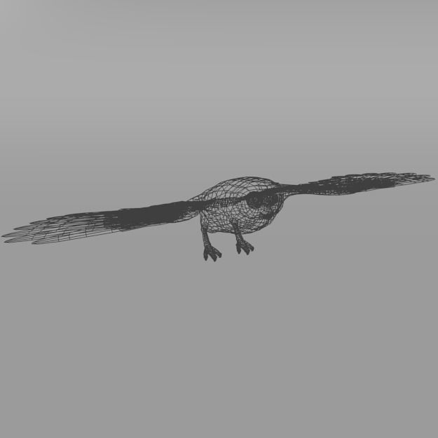 Owl bird Low-poly 3D model_7