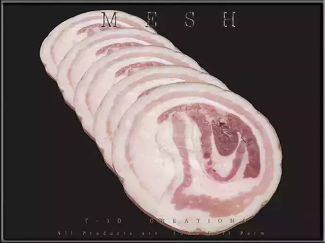 Slice of Pancetta - All in One Low-poly 3D model