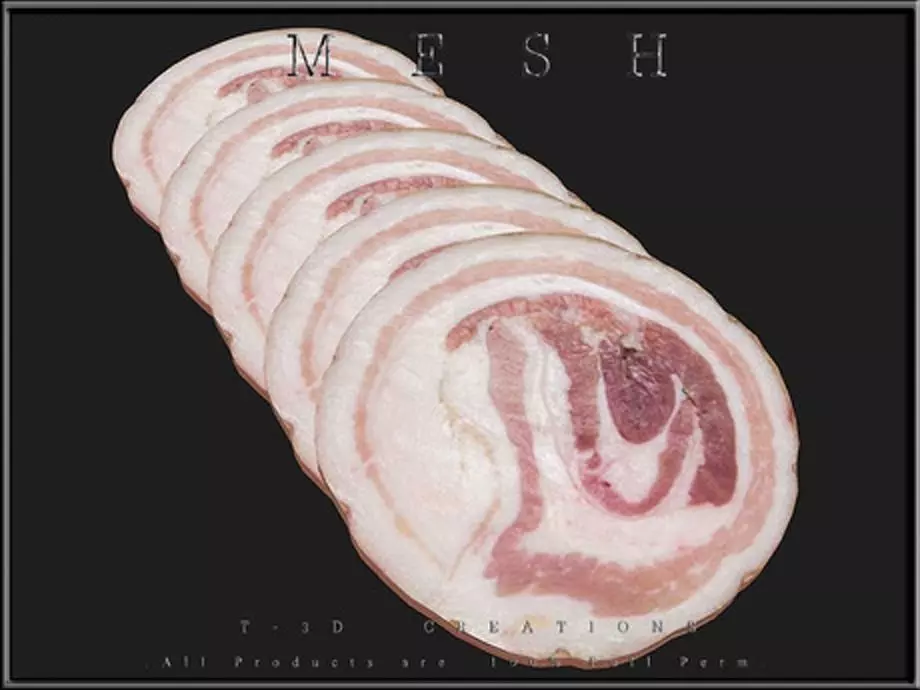 Slice of Pancetta - All in One Low-poly 3D model_0