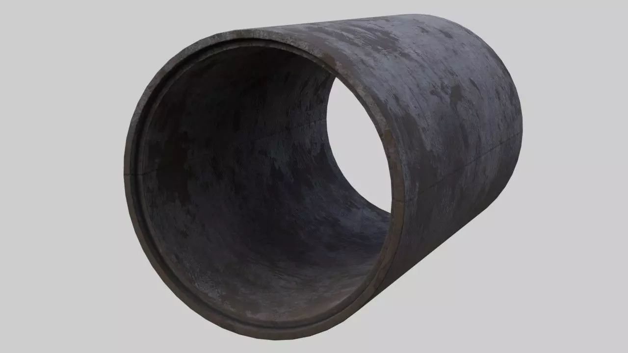 Concrete Pipe 1B Low-poly 3D model_0