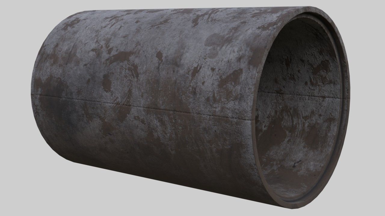 Concrete Pipe 1B Low-poly 3D model_1