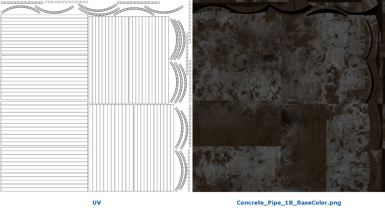 Concrete Pipe 1B Low-poly 3D model_6
