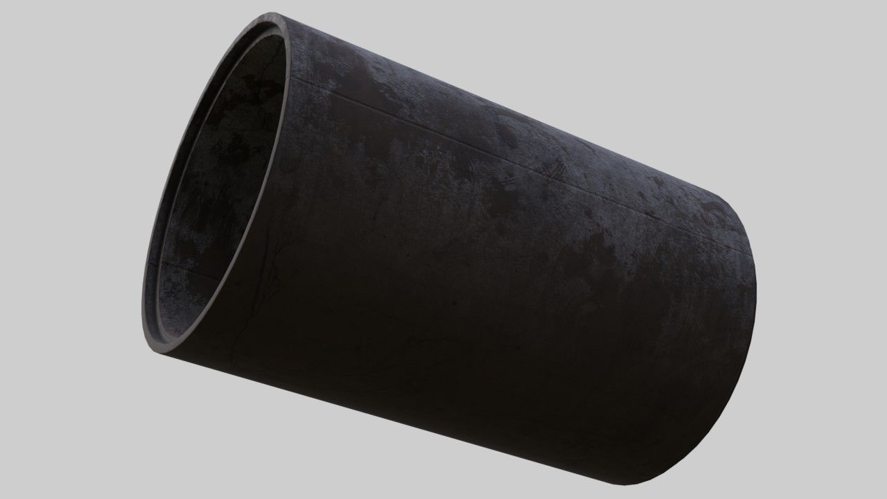 Concrete Pipe 1B Low-poly 3D model_4