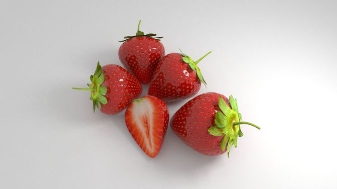 strawberry three strawberries 3D model 4